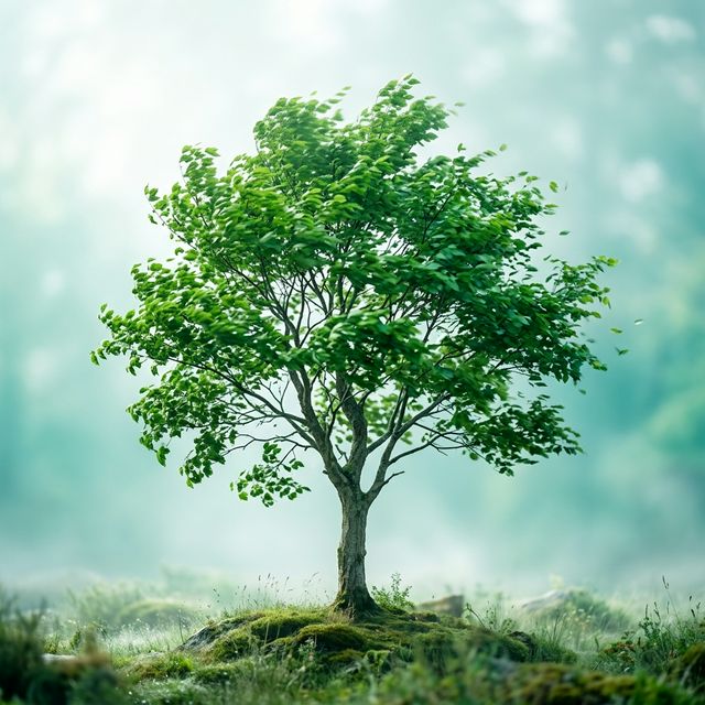 Árbol conceptual representando vida y respiración libre